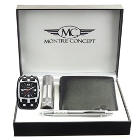 Montre-Concept coffret cadeau montre Homme avec lampe de poche , portefeuilles et stylo référence CLPA262-NOIR-NOIR Montre-Concept coffret cadeau montre Homme avec lampe de poche , portefeuilles et stylo référence CLPA262-NOIR-NOIR