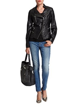 Morgan-Veste-en-Cuir-Manches-longues-Femme-0