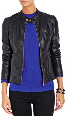 Morgan-Veste-en-Cuir-Manches-longues-Femme-0-3