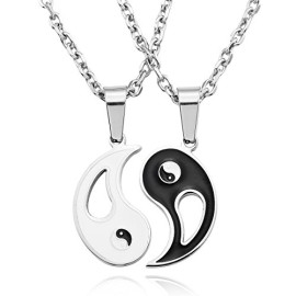 MunkiMix 2 Pièce Acier Inoxydable Émail Pendentif Collier Noir Noir Yin Yang Tai Chi Amour Valentin Couple Amour Amoureux His & Hers Série Homme ,50cm & 58cm chaîne MunkiMix 2 Pièce Acier Inoxydable Émail Pendentif Collier Noir Noir Yin Yang Tai Chi Amour Valentin Couple Amour Amoureux His & Hers Série Homme ,50cm & 58cm chaîne