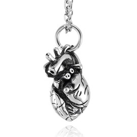 MunkiMix-Acier-Inoxydable-Pendentif-Collier-Argent-Coeur-Cur-Rtro-HommeFemme-58cm-chane-0