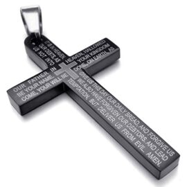 MunkiMix Acier Inoxydable Pendentif Collier Noir Croix Anglais Bible Seigneurs Prière Poli Homme ,58cm chaîne MunkiMix Acier Inoxydable Pendentif Collier Noir Croix Anglais Bible Seigneurs Prière Poli Homme ,58cm chaîne 4