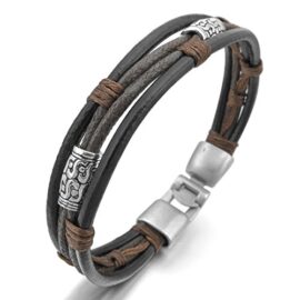 MunkiMix Alliage Genuine Leather Cuir Véritable Bracelet Bracelet Corde Corde Noir Argent Brun Tressé Homme,Femme MunkiMix Alliage Genuine Leather Cuir Véritable Bracelet Bracelet Corde Corde Noir Argent Brun Tressé Homme,Femme