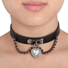 MunkiMix Alliage Genuine Leather Véritable Collier Choker Noir Coeur Cœur Serrure Réglable Punk Rock MunkiMix Alliage Genuine Leather Véritable Collier Choker Noir Coeur Cœur Serrure Réglable Punk Rock 3