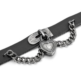 MunkiMix-Alliage-Genuine-Leather-Vritable-Collier-Choker-Noir-Coeur-Cur-Serrure-Rglable-Punk-Rock-0-2