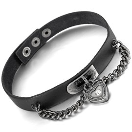 MunkiMix Alliage Genuine Leather Véritable Collier Choker Noir Coeur Cœur Serrure Réglable Punk Rock MunkiMix Alliage Genuine Leather Véritable Collier Choker Noir Coeur Cœur Serrure Réglable Punk Rock 2