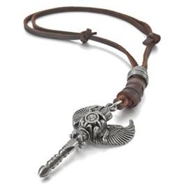 MunkiMix-Alliage-Genuine-Leather-Vritable-Pendentif-Collier-Argent-Brun-Croix-Couronne-Cl-HommeFemme-0