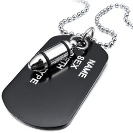 MunkiMix Alliage Pendentif Collier Argent Noir Balle Dog Tag Armée Nom Poli Tribal 27 Pouce Chaîne Homme MunkiMix Alliage Pendentif Collier Argent Noir Balle Dog Tag Armée Nom Poli Tribal 27 Pouce Chaîne Homme