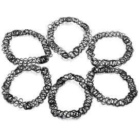 MunkiMix Caoutchouc Collier Chaîne Noir double Ligne Henné Tatouage Foulard étendue Élastique Série (6 PCS) Femme MunkiMix Caoutchouc Collier Chaîne Noir double Ligne Henné Tatouage Foulard étendue Élastique Série (6 PCS) Femme 4