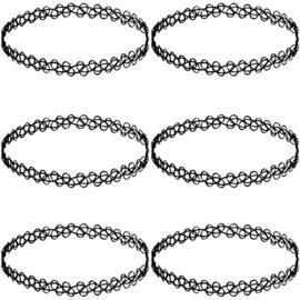 MunkiMix Caoutchouc Collier Chaîne Noir double Ligne Henné Tatouage Foulard étendue Élastique Série (6 PCS) Femme MunkiMix Caoutchouc Collier Chaîne Noir double Ligne Henné Tatouage Foulard étendue Élastique Série (6 PCS) Femme