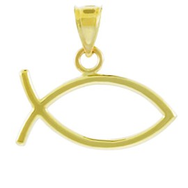 Petits-Merveilles-Damour-10-ct-4711000-Or-Ichthus-Jaune-Poisson-Collier-Pendentif-horizontale-Livr-avec-un-45-cm-Chane-0