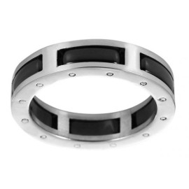 Phebus-150245-N-Bague-Homme-Acier-inoxydable-Cramique-Un-Rang-Noir-0