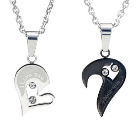 Pour elle et lui ensemble cadeau collier et pendentif 2 pcs pour les amoureux de la Saint-Valentin, chaîne 19″ et 21″ Pour elle et lui ensemble cadeau collier et pendentif 2 pcs pour les amoureux de la Saint-Valentin, chaîne 19″ et 21″ 4