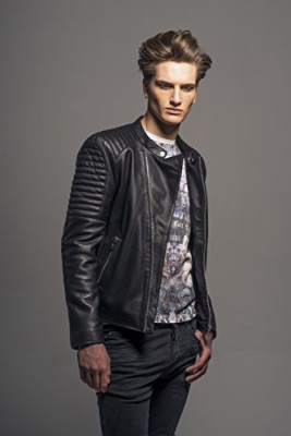 RADDAR7-Designer-Mode-Homme-Blouson-en-Cuir-Veritable-Noir-Style-Urban-Rock-Veste-de-Qualit-Superieure-Manches-Longues-Fermeture-et-Poches-Zippes-0-3