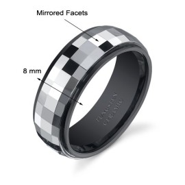 Revoni – Coup d’Eclat – Bague Homme – Tungstène – Alliance en Tungstène et Céramique anthracite 8 mm à facettes – Taille 57 à 70 Revoni – Coup d’Eclat – Bague Homme – Tungstène – Alliance en Tungstène et Céramique anthracite 8 mm à facettes – Taille 57 à 70 3