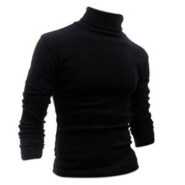 SODIALR-Mode-Hommes-Automne-Hiver-Col-Roule-Sweater-Shirt-Motif-solide-Pull-Noir-L-0