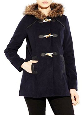 SS7 Femmes Capuche Fausse Fourrure Duffle Coat, Marine, Tailles 36 à 44 SS7 Femmes Capuche Fausse Fourrure Duffle Coat, Marine, Tailles 36 à 44 2