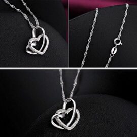 Sasavie-Coeur-Collier-Argent-fin-925-Entrelace-Femme-45CM-0-2