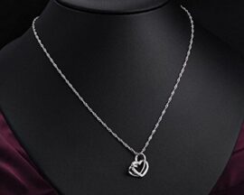 Sasavie-Coeur-Collier-Argent-fin-925-Entrelace-Femme-45CM-0-3