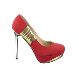 Sopily – Chaussure Mode Escarpin Decolleté Stiletto Cheville femmes Métallique Talon aiguille haut talon 12.5 CM – Rouge/Or Sopily – Chaussure Mode Escarpin Decolleté Stiletto Cheville femmes Métallique Talon aiguille haut talon 12.5 CM – Rouge/Or 2