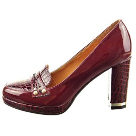 Sopily-Chaussure-Mode-Escarpin-Mocassin-Cheville-femmes-Peau-de-serpent-verni-Mtallique-Talon-haut-bloc-9-CM-Rouge-0-1