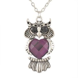 Souarts Collier Strass avec Pendentif Forme Hibou Violet Souarts Collier Strass avec Pendentif Forme Hibou Violet