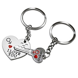 TRIXES-Porte-Cls-Flche-Coeur-I-Love-You-St-Valentin-Chane-Anneau-0