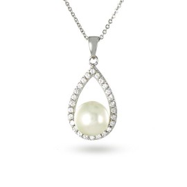 Tous-mes-bijoux-Collier-avec-pendentif-Argent-925-Oxyde-de-Zirconium-Perle-deau-douce-45-cm-COED01025-0