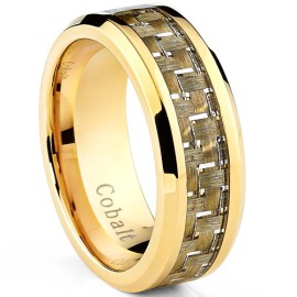 Ultimate Metals Co. Alliance en Cobalt Chrome Incrusté Fibre de Carbone Jaune – Bague de Mariage Plaqué Or Pour Homme Ultimate Metals Co. Alliance en Cobalt Chrome Incrusté Fibre de Carbone Jaune – Bague de Mariage Plaqué Or Pour Homme