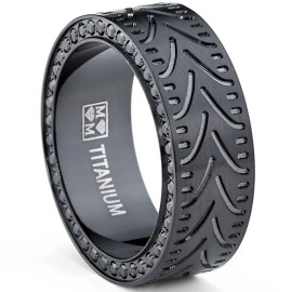 Ultimate-Metals-Co-Bague-de-Mariage-et-Alliance-Titane-Avec-Zircone-Cubique-Noir-Pour-Homme-8mm-0