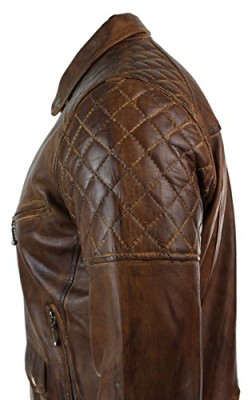 Veste marron pour homme en véritable cuir vielli avec fermeture éclair style motard vintage retro décontracté Veste marron pour homme en véritable cuir vielli avec fermeture éclair style motard vintage retro décontracté 6