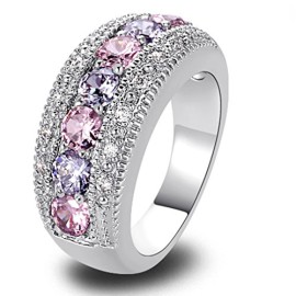 YAZILIND Bague Plaqu’ Band Rose Blanc Topaz Crystal White or pour les femmes cadeau YAZILIND Bague Plaqu’ Band Rose Blanc Topaz Crystal White or pour les femmes cadeau