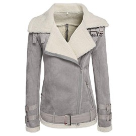 Zearo-Elgant-Femmes-Veste-En-Cuir-Synthtique-Fleece-Manteau-Chaud-Sweat-Manches-Longuues-Laine-Polaire-0-3