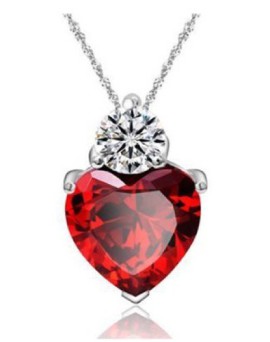 findout Sincère coeur rouge grenat zircon pendentif collier en argent sterling(f339) findout Sincère coeur rouge grenat zircon pendentif collier en argent sterling(f339)