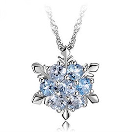 findout dames swarovski élément en argent sterling Flocon de cristal bleu collier pendentif .pour femmes filles findout dames swarovski élément en argent sterling Flocon de cristal bleu collier pendentif .pour femmes filles