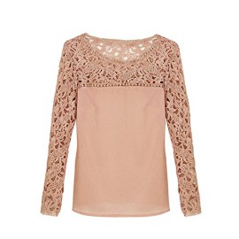 CHIC-CHIC-T-shirt-Dos-Nu-Fleur-Chemisier-Blouse-Guipure-Dentelle-Longues-Manches-0-0