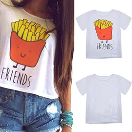 Chinatera-Best-Friends-T-Shirt-Blouse-Casual-Top–Manches-Courtes-pour-Femme-Fille-0-1