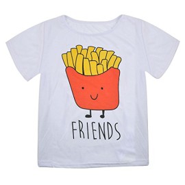 Chinatera Best Friends T-Shirt Blouse Casual Top à Manches Courtes pour Femme Fille Chinatera Best Friends T-Shirt Blouse Casual Top à Manches Courtes pour Femme Fille