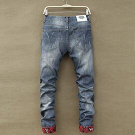 Chinatera Homme Jean Pantalon Casual Droit Troué Déchiré Stylisé Bleu Chinatera Homme Jean Pantalon Casual Droit Troué Déchiré Stylisé Bleu 4