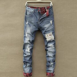 Chinatera Homme Jean Pantalon Casual Droit Troué Déchiré Stylisé Bleu Chinatera Homme Jean Pantalon Casual Droit Troué Déchiré Stylisé Bleu 5