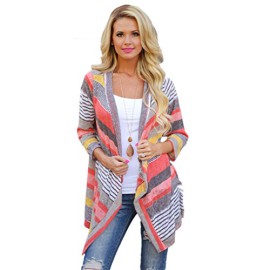 DDLBiz® Populaire Femmes Sexy Kimono Cardigan/Blouse en Mélange de Coton, Châle Large à Rayures Multicouleur DDLBiz® Populaire Femmes Sexy Kimono Cardigan/Blouse en Mélange de Coton, Châle Large à Rayures Multicouleur