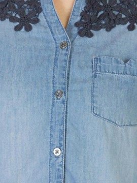 Denim-Blue-de-femmes-lavaient-manches-longues-Casual-Shirt-0-1