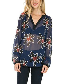 Desigual Happy – Blouse – Imprimé – Col V – Manches longues – Femme Desigual Happy – Blouse – Imprimé – Col V – Manches longues – Femme