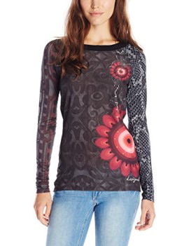 Desigual-Troya-T-shirt-Imprim-Col-rond-Manches-longues-Femme-0-1