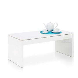 Due-home Table Basse Blanc brillant Avec Plateau Relevable Due-home Table Basse Blanc brillant Avec Plateau Relevable 3