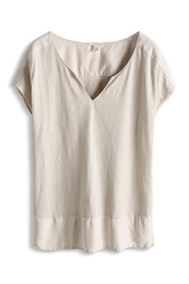 ESPRIT-im-Materialmix-T-shirt-uni-Manches-courtes-Femme-0-2