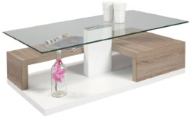 Table Basse Plateau Relevable Soa Bois Blanc Et Imitation Hetre