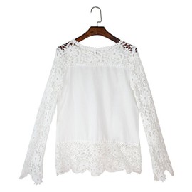 Jardin Rêvé Femme Manches Longues Dentelle Crochet Hauts Chemise Élégant Creux O-Cou Blouse Jardin Rêvé Femme Manches Longues Dentelle Crochet Hauts Chemise Élégant Creux O-Cou Blouse 6