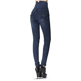 Jeans--Haute-Taille-Gris-Femme-0