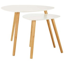 LOMOS® No.2 Set de tables basses blanc constitué de 2 tables en bois LOMOS® No.2 Set de tables basses blanc constitué de 2 tables en bois 2